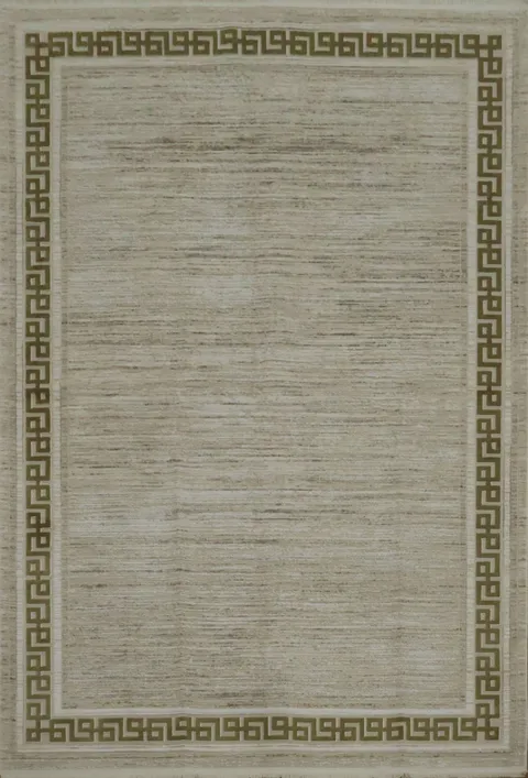 Sophisticated Beige Rug with Greek Key Border for Elegant Decor 5x8