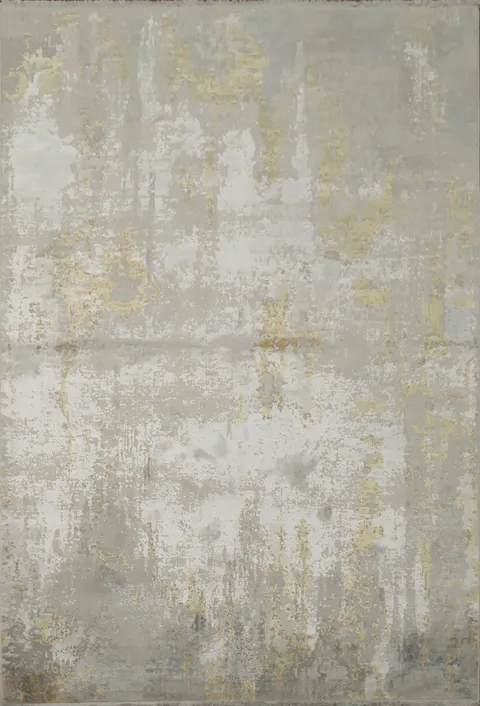 Elegant Grayscale Rug with Golden Hues for a Luxurious Home 5x8
