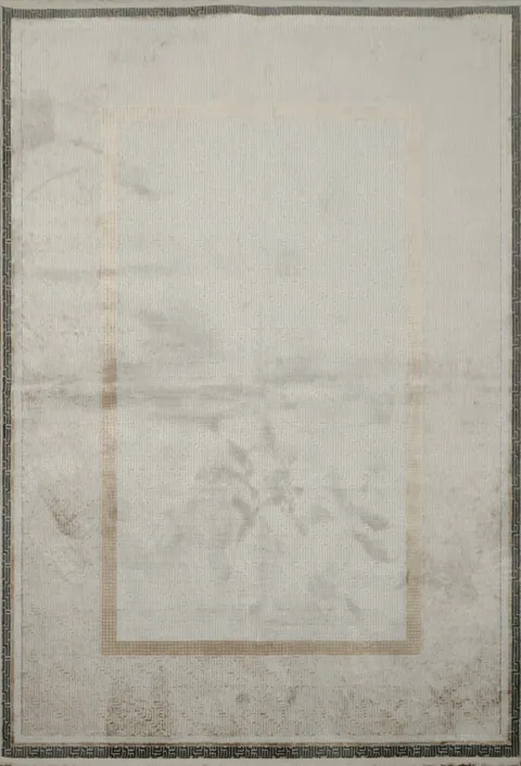 Elegant Neutral Tone Rug with Subtle Border Design for Home 5x8