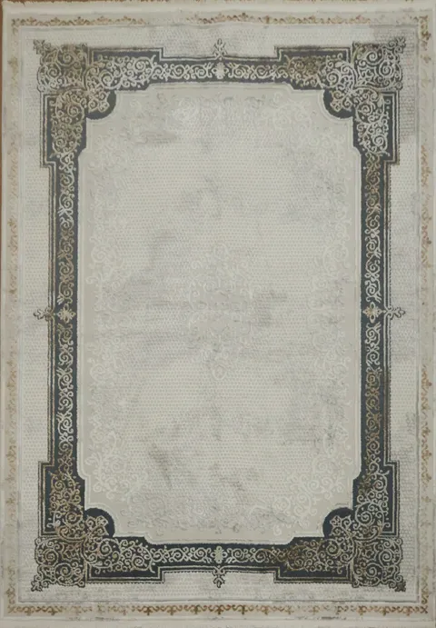 Victorian Style Turkish Ivory and Grey Rug 5x8