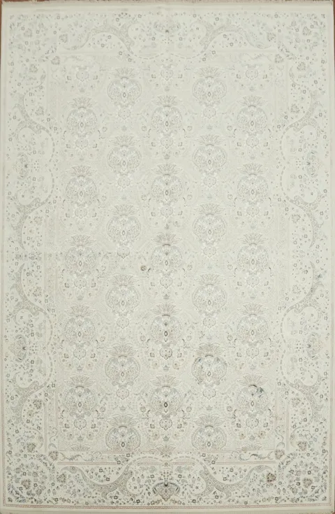 Luxurious Pale Blue Rug with Intricate Floral Vine Details 6x10
