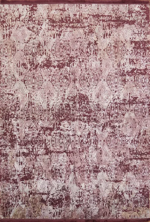 Elegant Burgundy and Ivory Abstract Patterned Area Rug 5x8