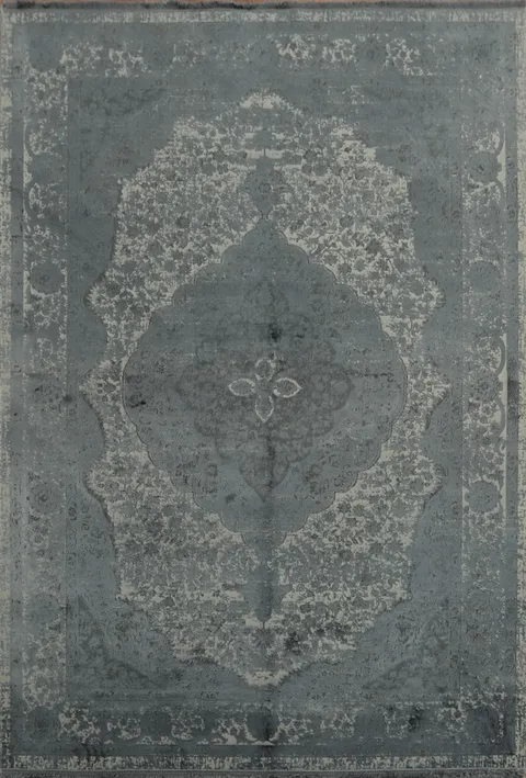 Muted Glamour: Distressed Vintage Grey Area Rug Design 5x8