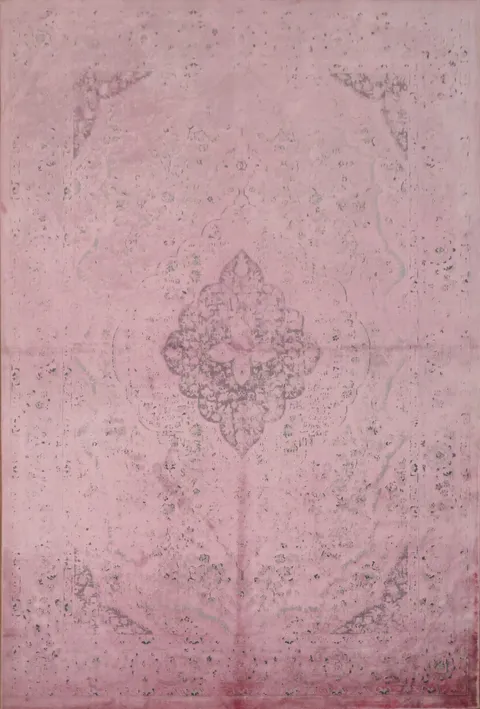 Classic Pink Rug with Artistic Floral Medallion Accents 5x8