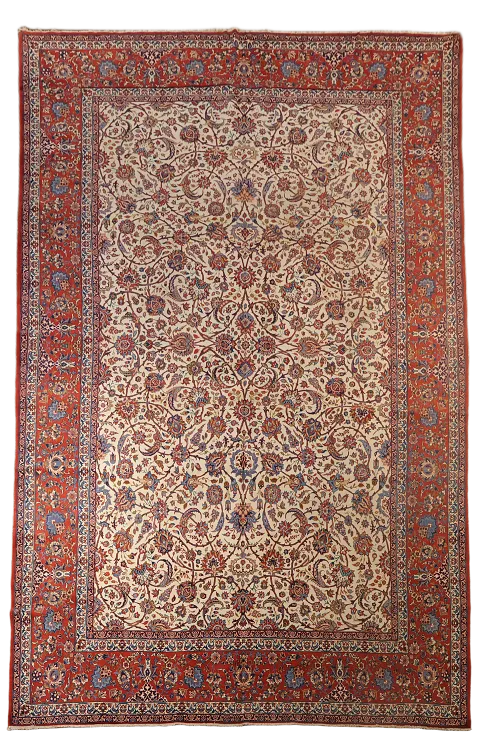 Antique All-Over Traditional isfahan Vegetable Dye large Rug 10x16