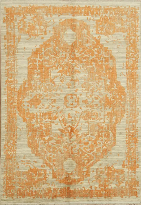 Distressed Burnt Orange Medallion Rug 6x9