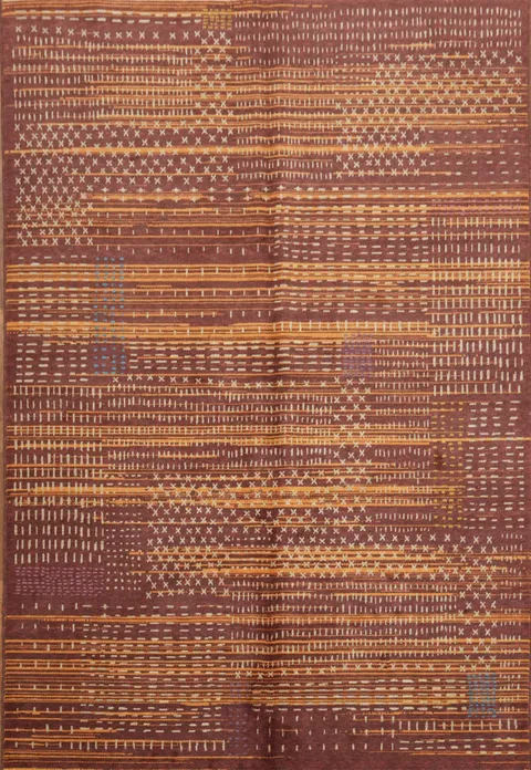 Contemporary Patterned Rug with Rustic Color Harmony 6x9