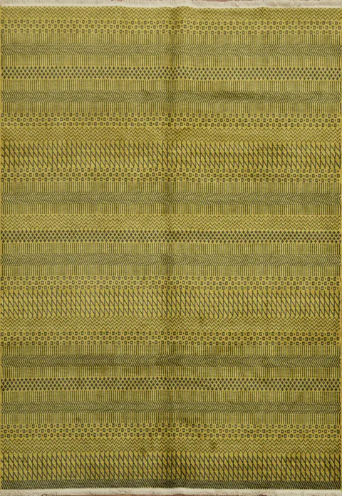 Rustic charm with a green striped jute rug for warm ambiance 6x9