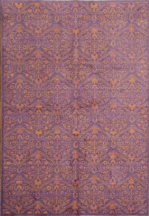 Elegant Lavish Purple Rug with Intricate Floral Patterning 6x9