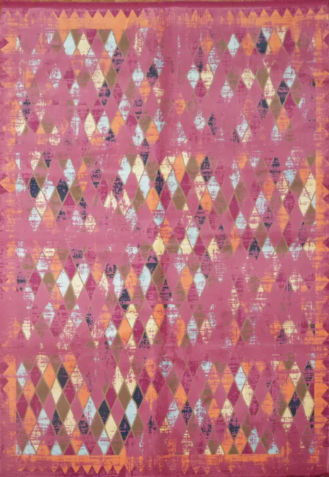 Contemporary Geometric Diamond Rug in Bright Hues 6x9