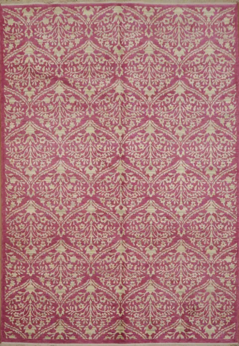 Elegant Floral Patterns on Luxurious Burgundy Area Rug 6x9