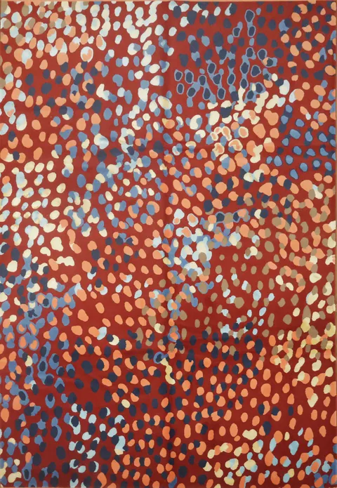 Dotted Red and Blue Modern Art-Inspired Floor Rug for Living Rooms 6x9