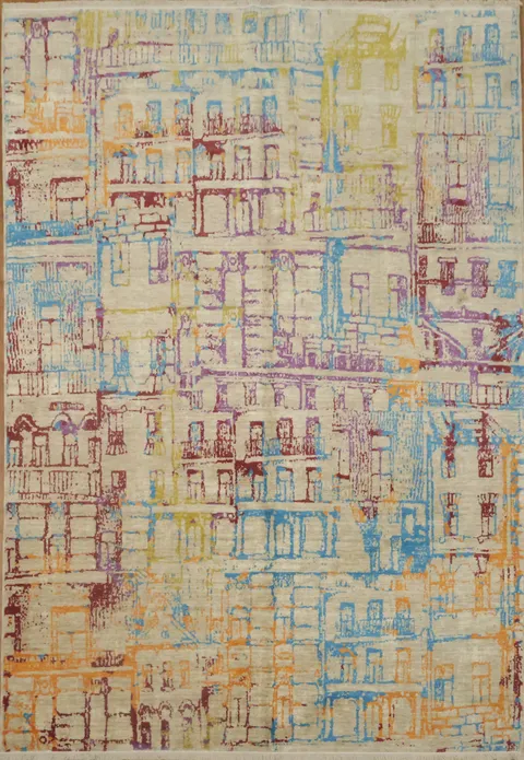 Vibrant City Building Inspired Rug for Contemporary Living 6x9