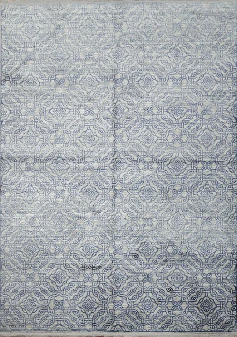 Sophisticated Blue Geometric Rug for Living Room Decor 5x8