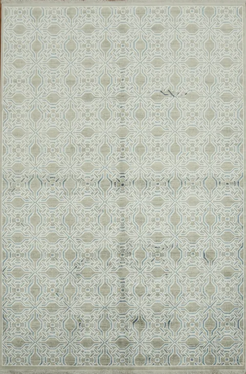 Elegant Geometric Patterned Area Rug in Soft Neutral Tones 5x8