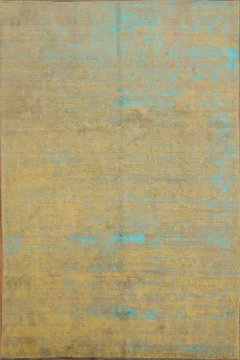 Contemporary Area Rug in Neutral Colors with Pops of Turquoise 6x10
