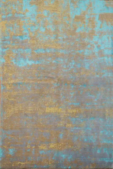 Elegant Teal and Gold Modern Rug for a Luxurious Touch 6x10