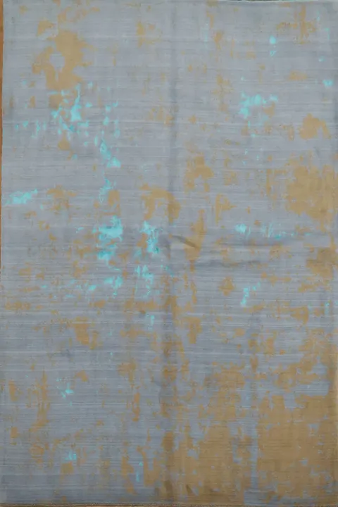 Luxurious Contemporary Rug with Blue and Beige Brown Canvas Design 7x10
