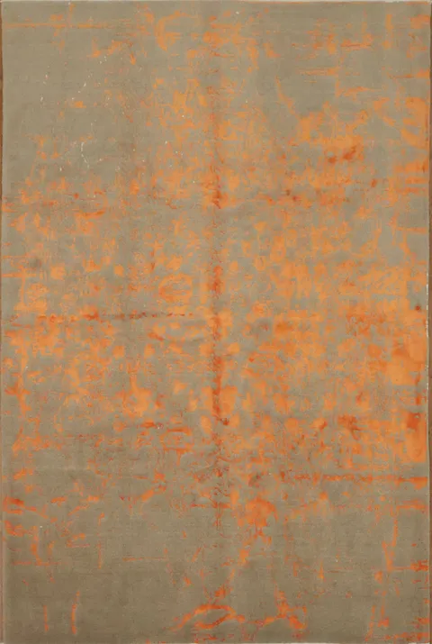 Contemporary Rug with Eye-Catching Orange Highlights 6x10