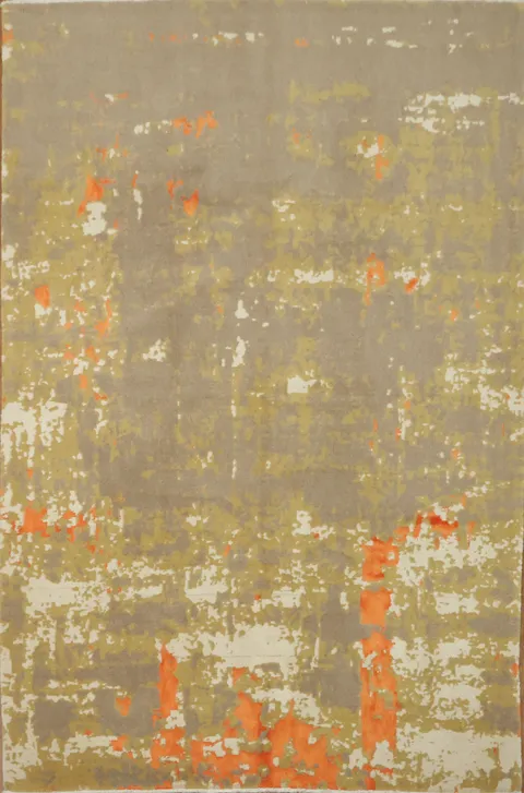Exquisite Beige and Orange Distressed Abstract Design Rug 7x10