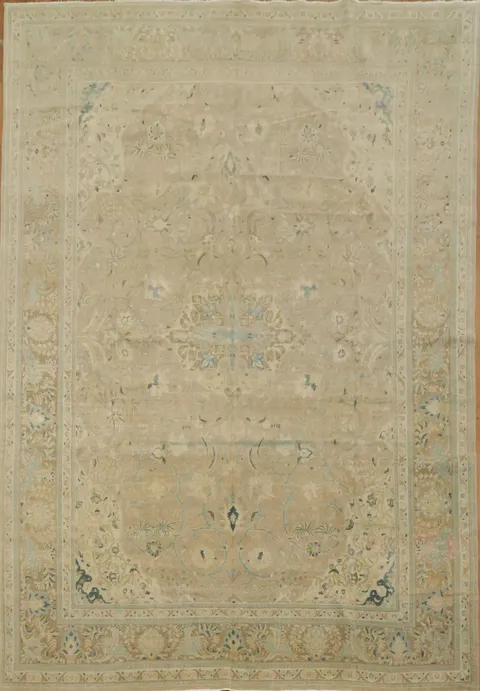 Distressed Vintage Wool Kashan Persian Area Rug 9x13