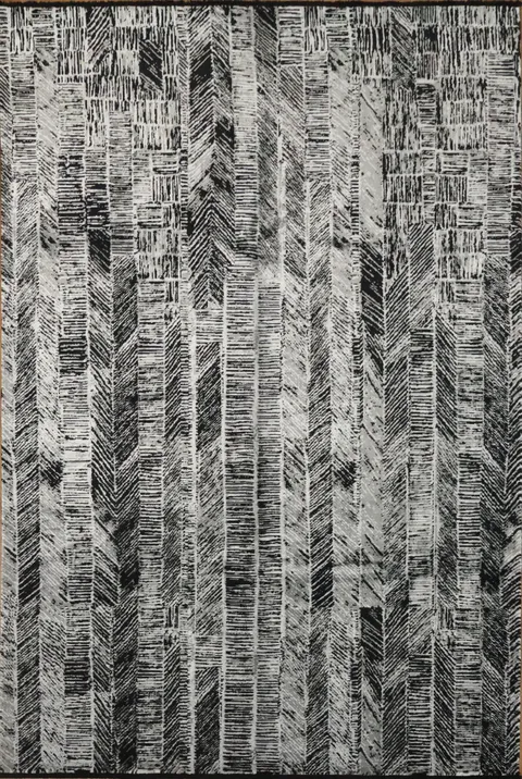 Modern Artistic Rug with Geometric Chevron Design 7x10