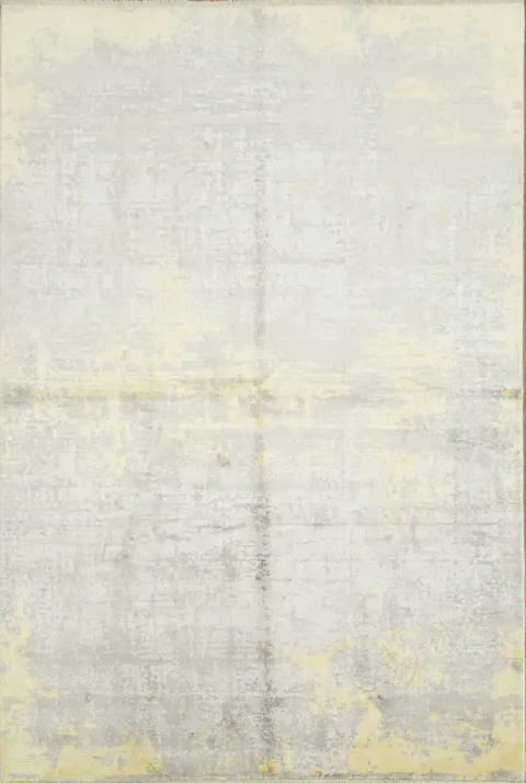 Modern Minimalist Beige and Grey Distressed Area Rug