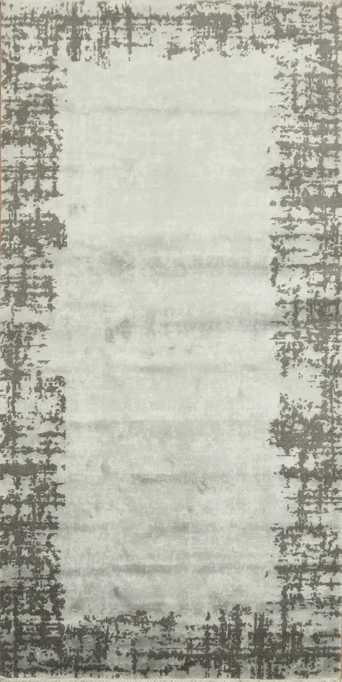 Elegant Modern Area Rug with Textured Grey Border Design