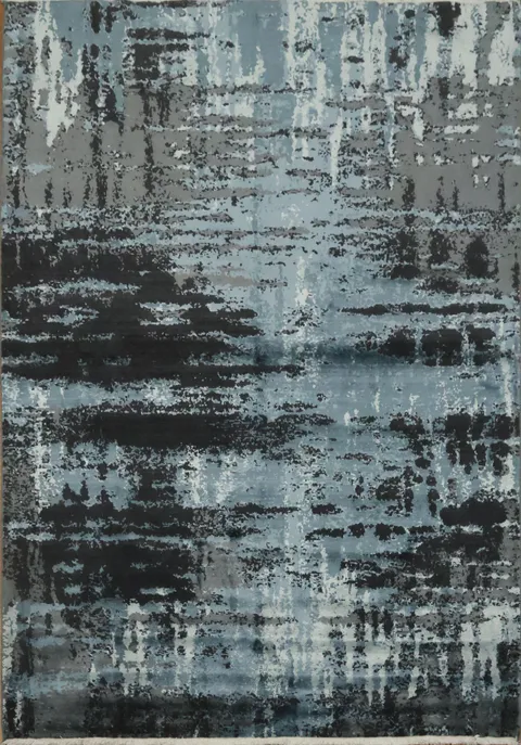 Sophisticated Abstract Area Rug in Calming Blue and Gray Hues