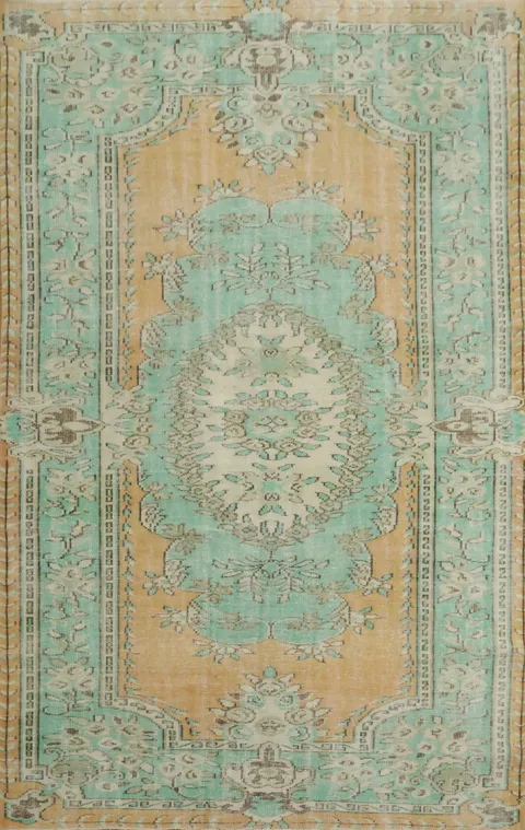 Luxury Wool Vintage Distressed Anatolian Area Rug 6x10