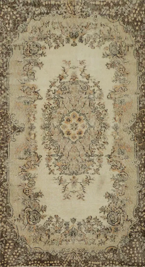 Wool Vintage Distressed Anatolian Turkish Area Rug 4x7