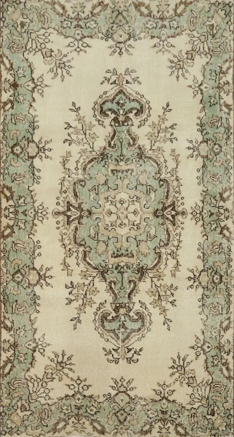 Wool Distressed Anatolian Turkish Area Rug 4x7