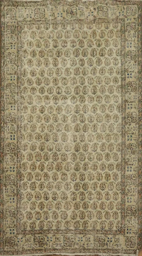 Vintage Distressed Wool Area Rug 4x7