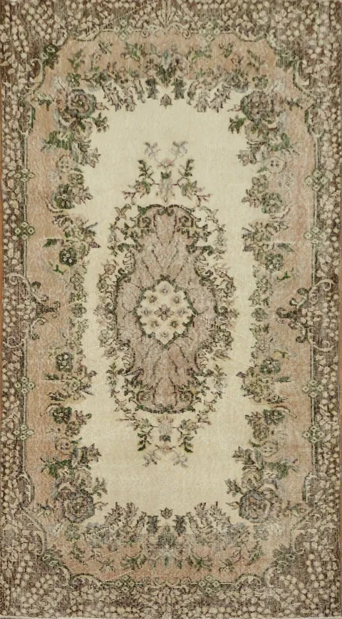 Vintage Wool Anatolian Turkish Area Rug 4x7
