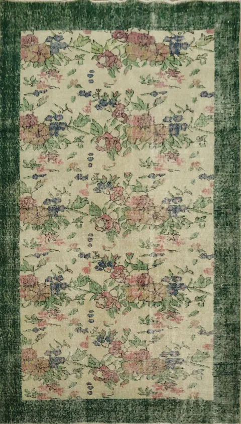 Unique Old Distressed Wool Anatolian Turkish Area Rug 4x7