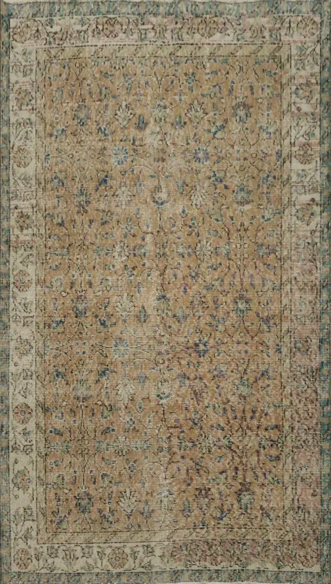 Vintage Oriental Rug with Intricate Floral Design 4x7