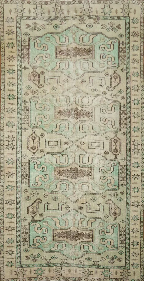 Vintage Distressed Anatolian Turkish Area Rug 5x9