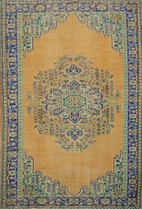 Vintage Distressed Anatolian Turkish Area Rug 6x9