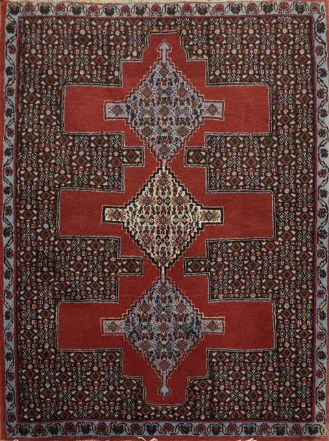 Top Quality Vegetable Dye Wool Senneh Persian Rug 3x3