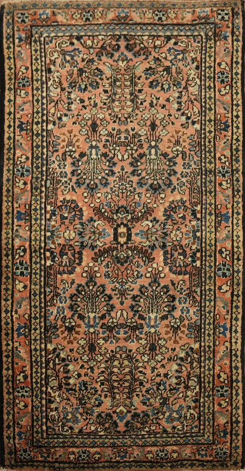 Vegetables Dye All Over Floral Wool Persian Sarouk Rug 2x4