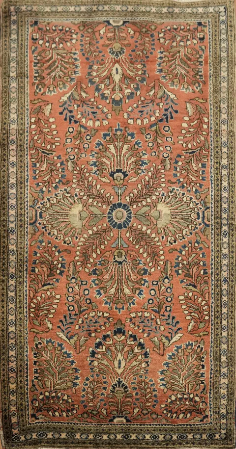 Decorative Vintage Wool Persian Sarouk Rug 2x4