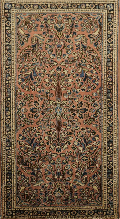 Collectible Persian Wool Floral Sarouk Rug 2x4
