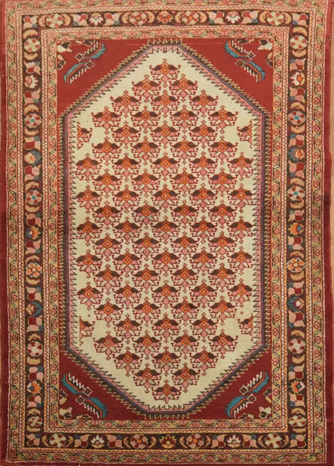 Vegetable Dye Geometric Wool Lilian Persian Rug 4x5