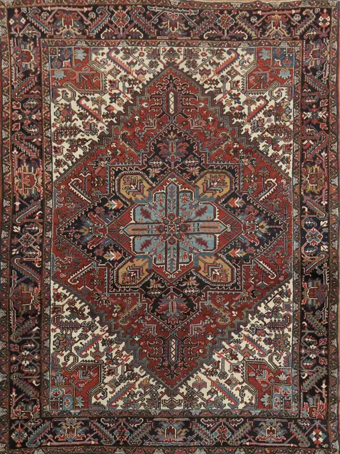 Heriz Persian Wool Geometric Area Rug 8x11