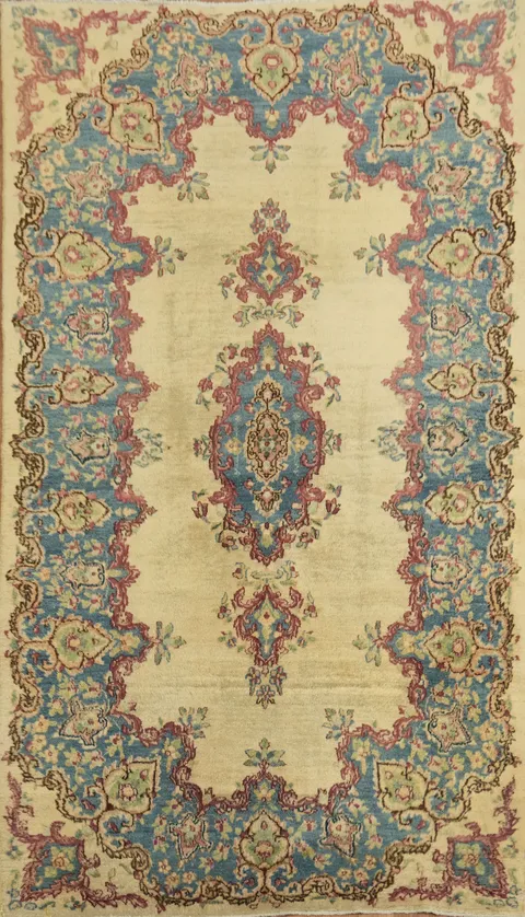 Vintage Top Quality Floral Wool Kerman Persian Rug 4x7