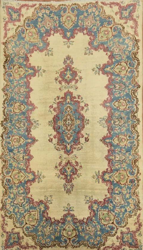 Vintage Top Quality Floral Wool Kerman Persian Rug 4x7