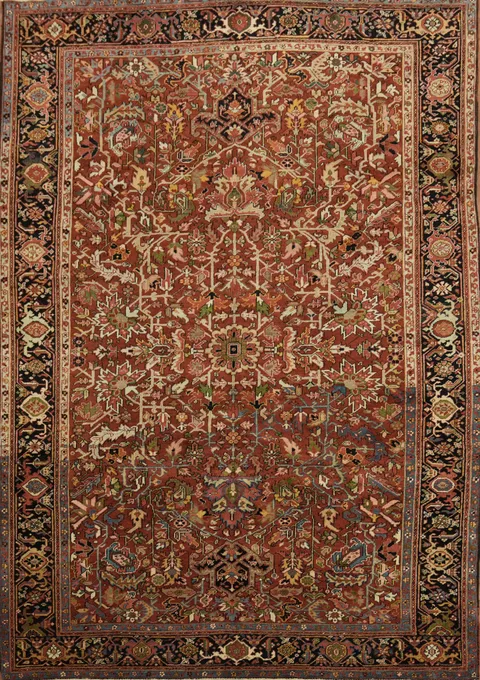 Old Vegetable Dye Heriz Persian Wool Rug 8x12