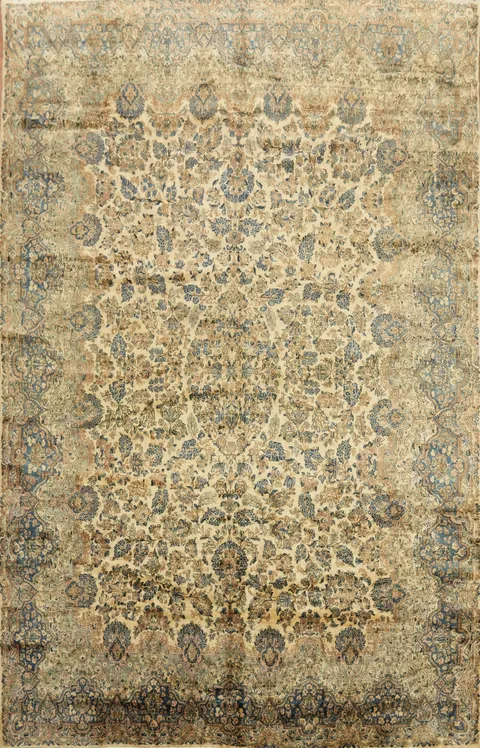 Palace Size Floral Wool Kerman Persian Large Rug 11x18