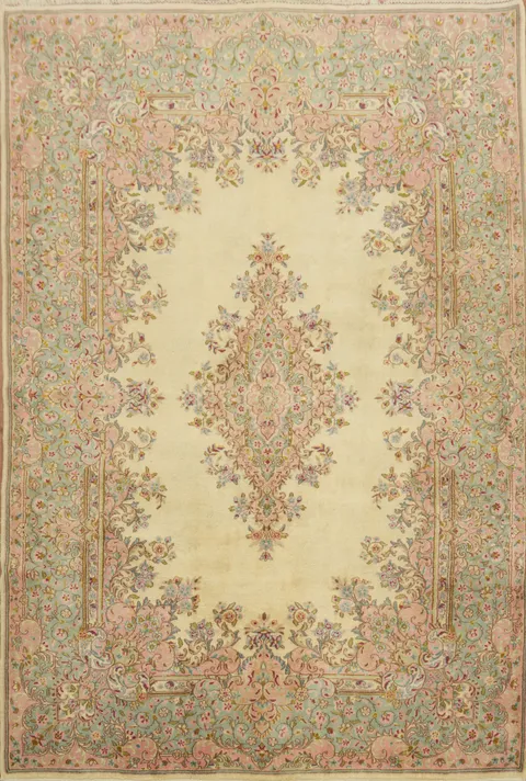 Vintage Kerman Persian Wool Area Rug 6x9