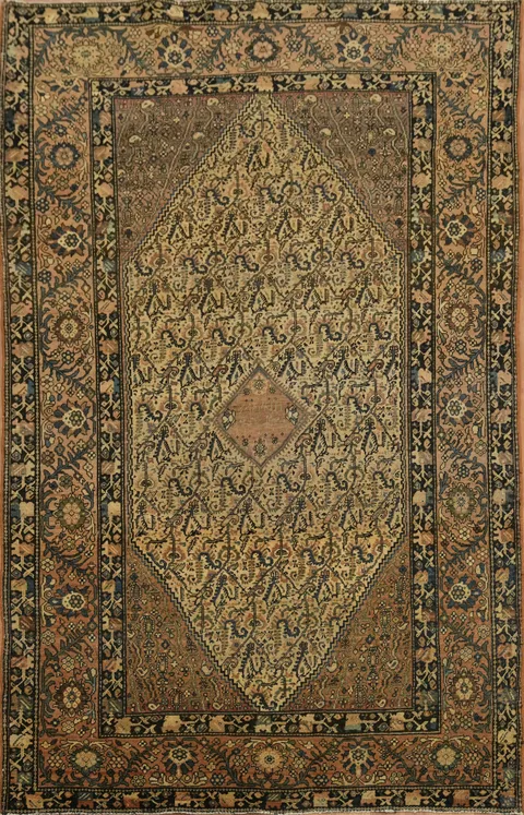 Pre-1900 Antique Wool Sarouk Farahan Persian Rug 4x6